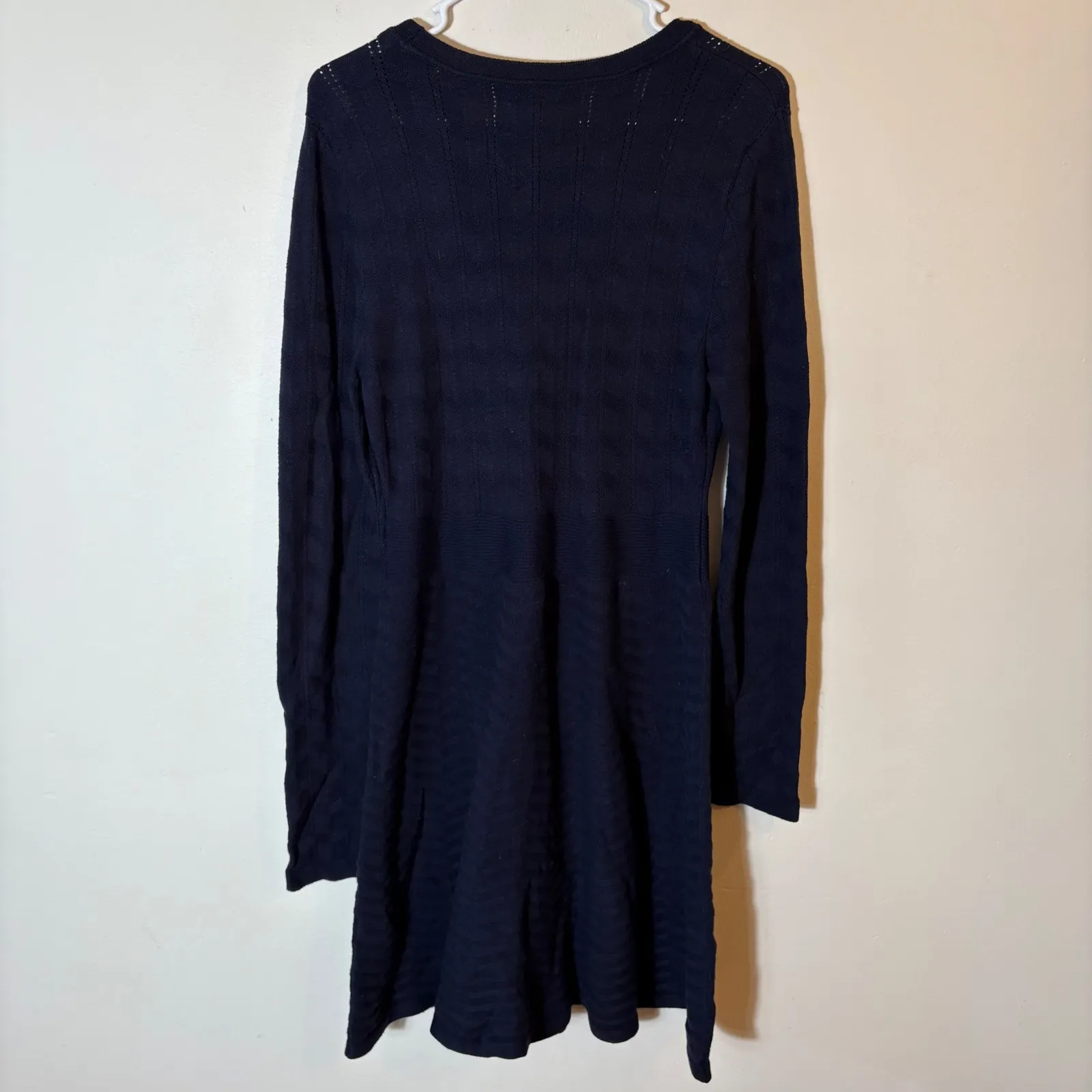 Eliza J‎ Navy Long Sleeve Fit & Flare Sweater Dress Size Medium - Image 7