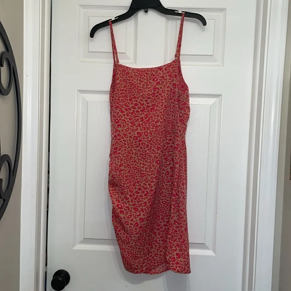 ✨J.O.A Ruched Minidress Pink Leopard Dress, NWT - Image 11