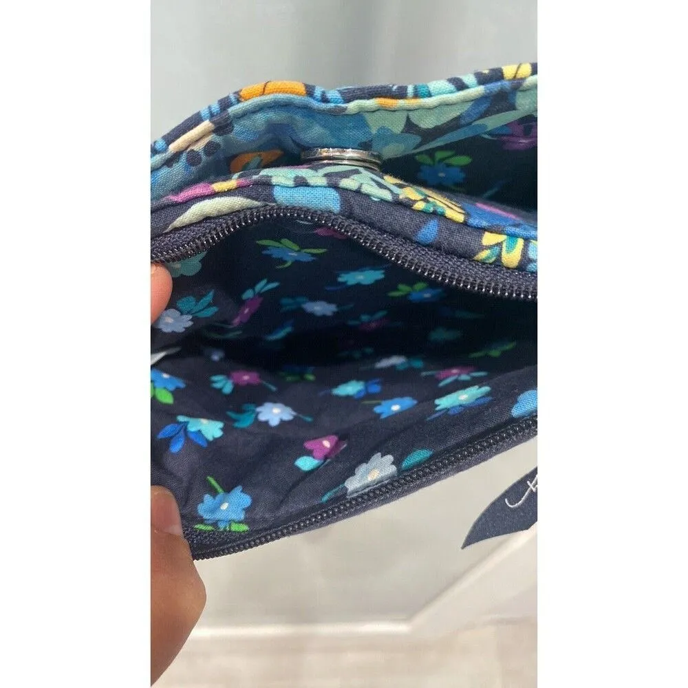 Vera Bradley Crossbody Hipster  Purse Pockets 8"x7" 3 Zippers Black Blue Orange - Image 4