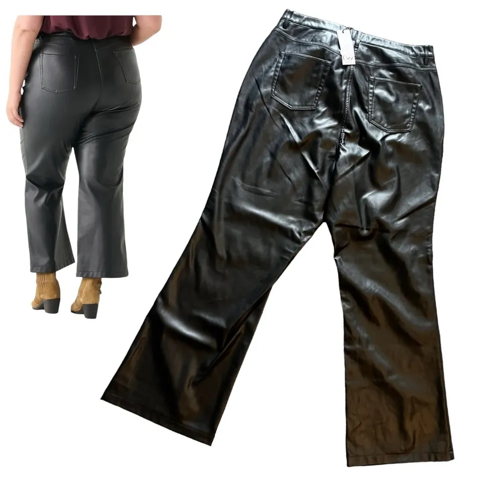 NEW Dex Plus Black Faux LEATHER 5 Pocket PANTS Size 1X Womens 35W x 29.75L NWT - Image 4