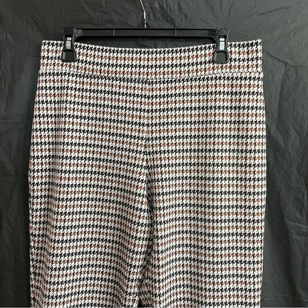 Susan Graver Houndstooth Pants with Brown Accents Business Casual Small Career - Image 2