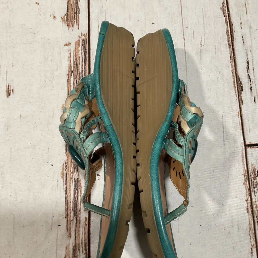 EARTH WANDER LEATHER TEAL SANDALS Size 8 - Image 4