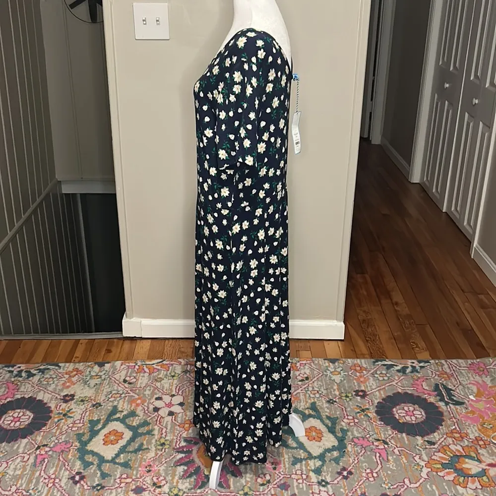 Draper James Tammy T-Shirt Floral Dress In Magnolia Nassau Navy NWT Size Large - Image 6