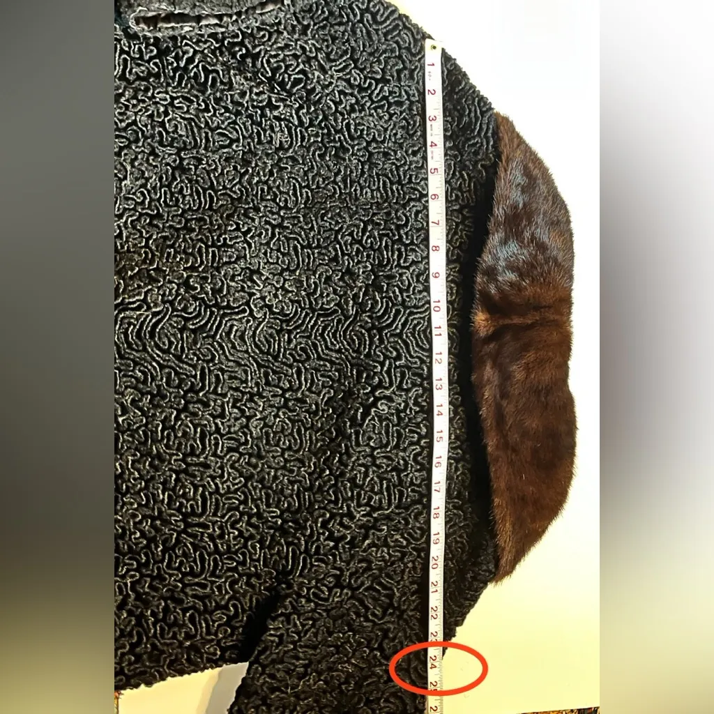 Vtg. Mink Astrakin by Lepshire made in France. Black - Image 11