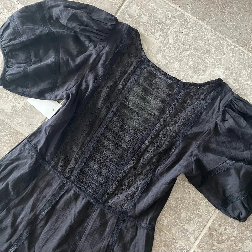 Reformation Norwich Organic Cotton Dress, Black Size 6 New w/Tag Retail $278 - Image 9