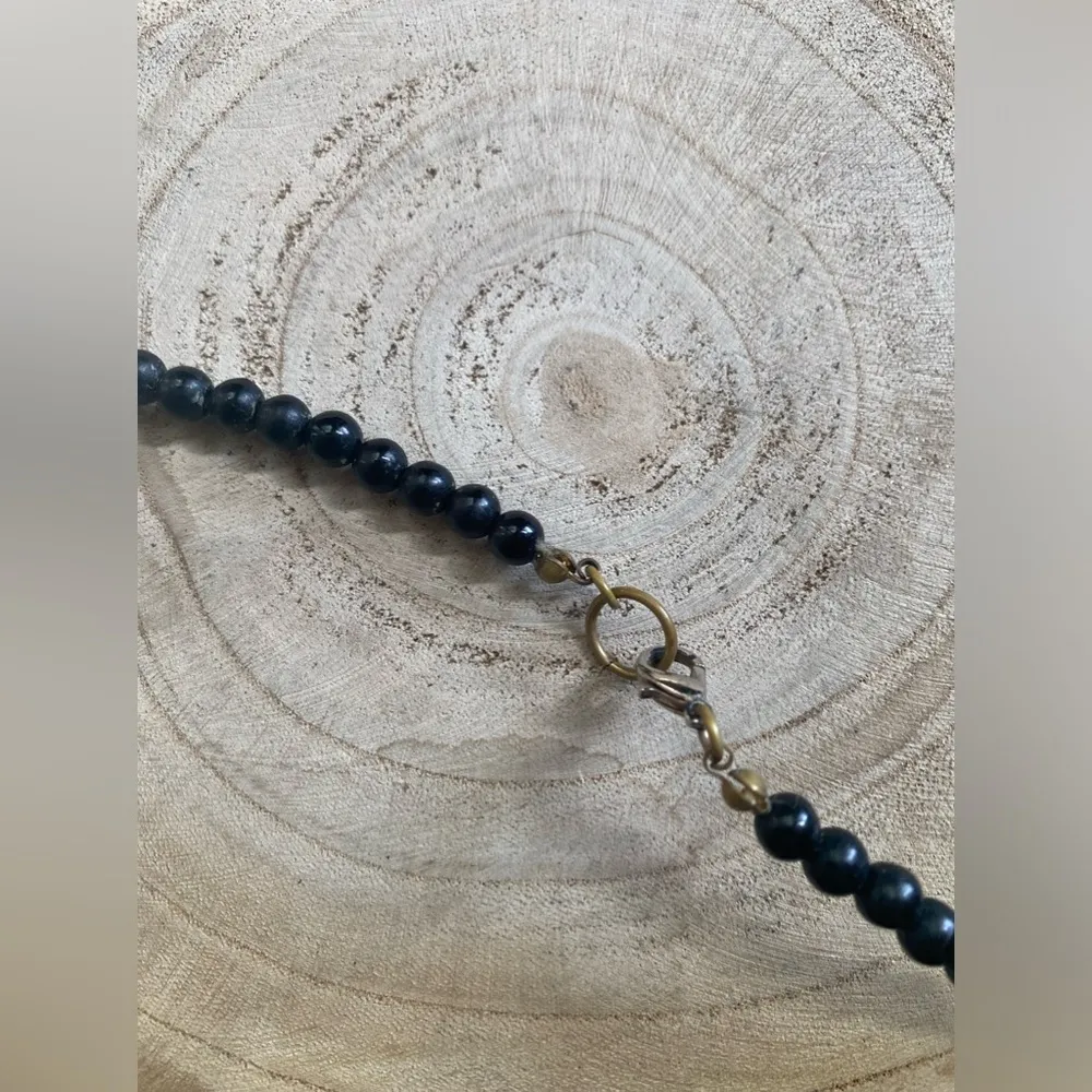 Vintage leopard animal jungle cat face beaded necklace Brown - Image 5