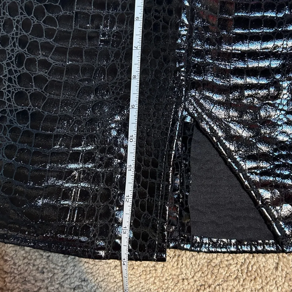 Motel Rocks Wren Mini Skirt In PU Crocodile Black - Image 3