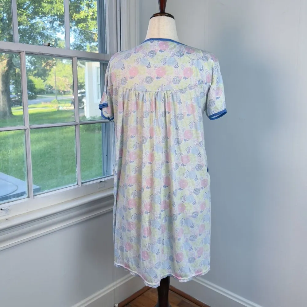 Lati Fashion Blue Pink Green Floral White Babydoll Nightgown XXL Plus Size Sleep - Image 2