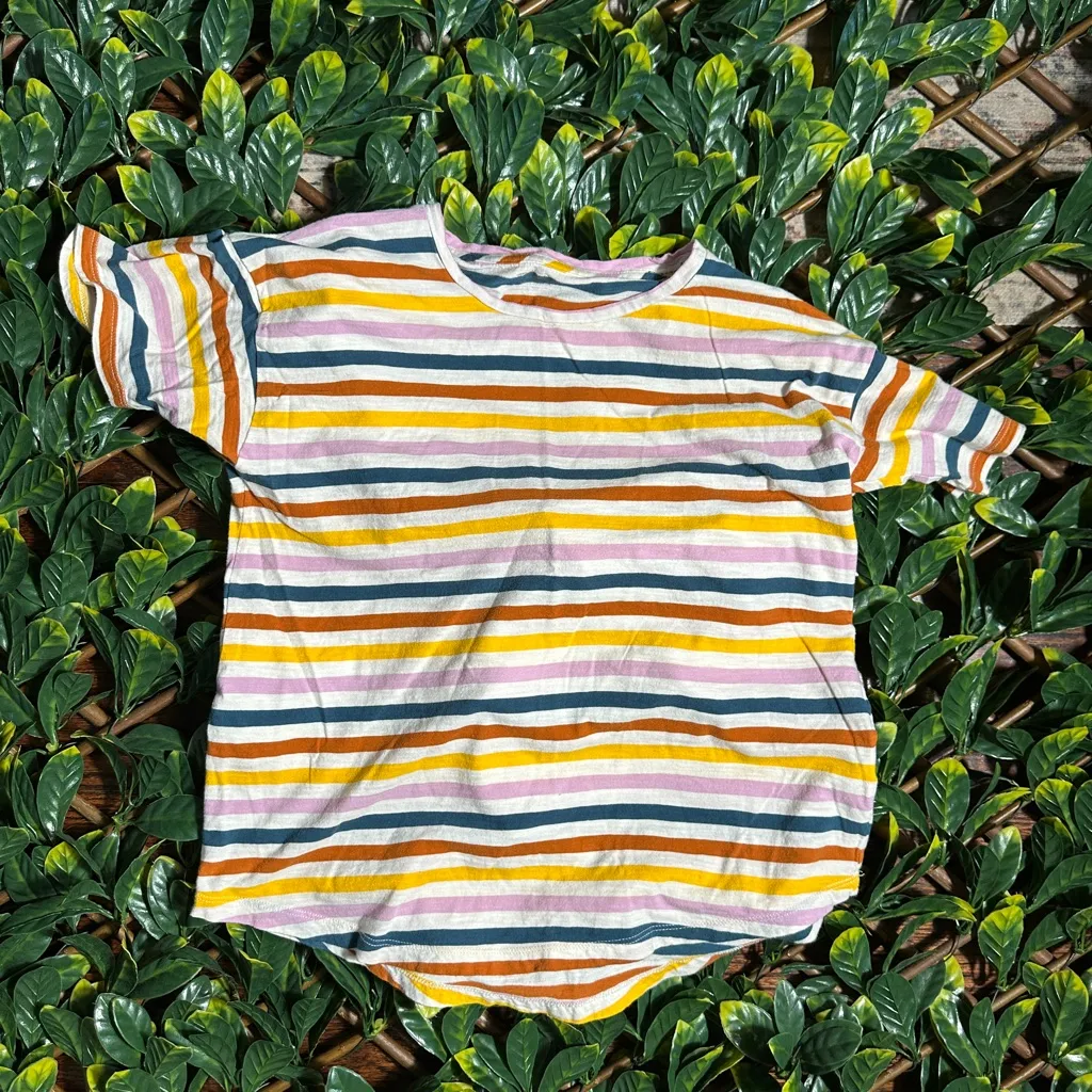 Madewell Multicolor Striped Basic T Shirt Size Medium - Image 3