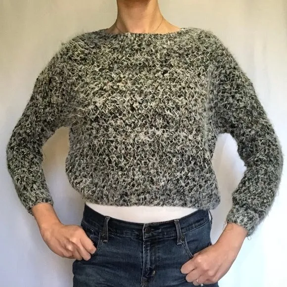 Lumiere Chunky Knit Slouchy Oversized Sweater, S SM Small Multicolor Fuzzy Warm - Image 1