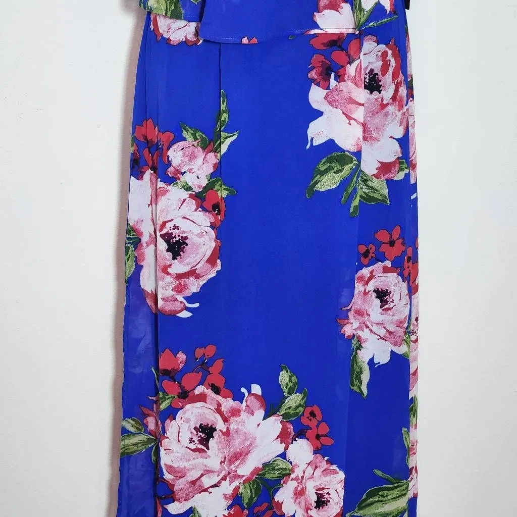 City Triangles Blue Floral Strapless Maxi Dress NWT Size Small Boho Maxi Dress - Image 4