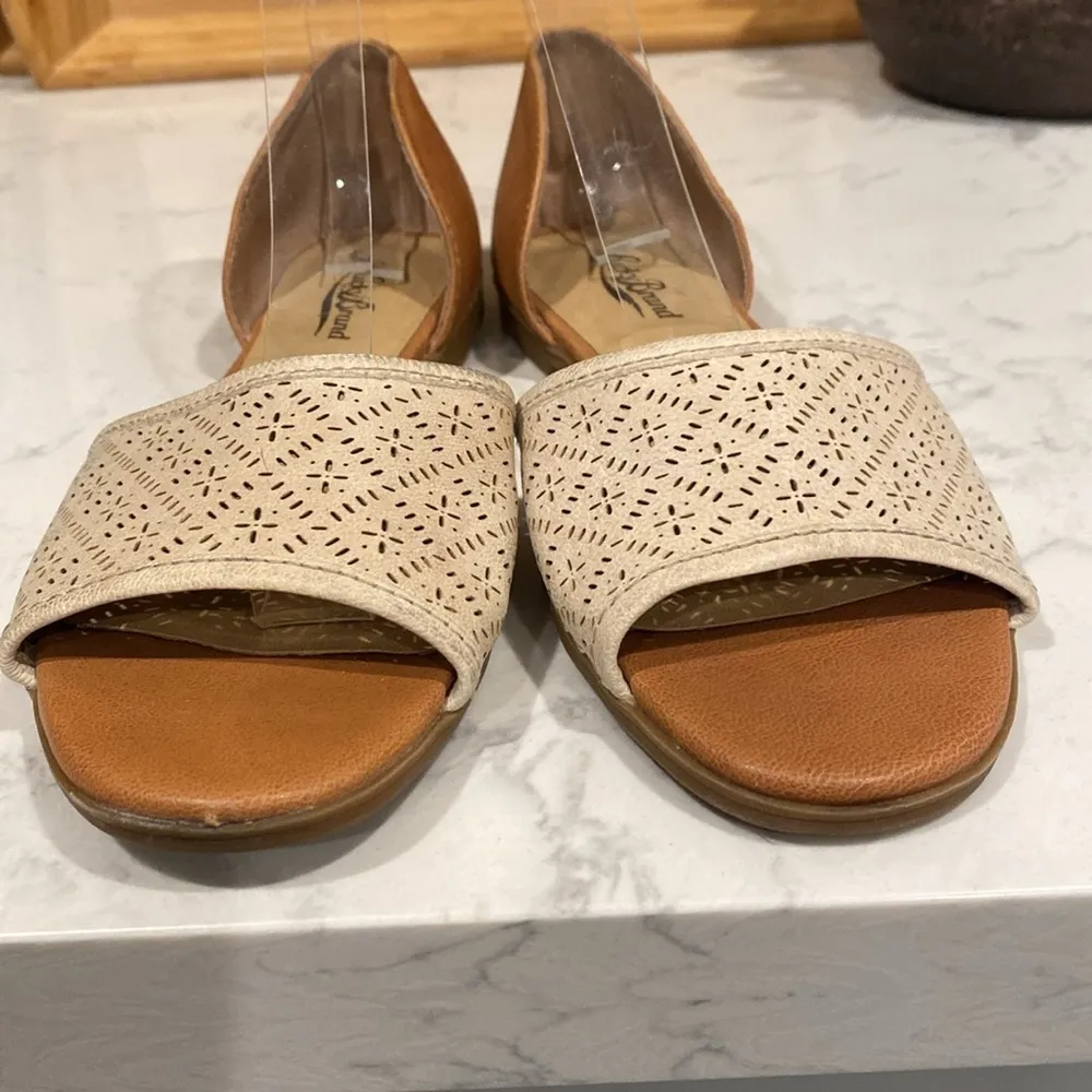 Lucky Brand leather lazer cut Slip On Sandals cottage core summer lightweight - Image 4