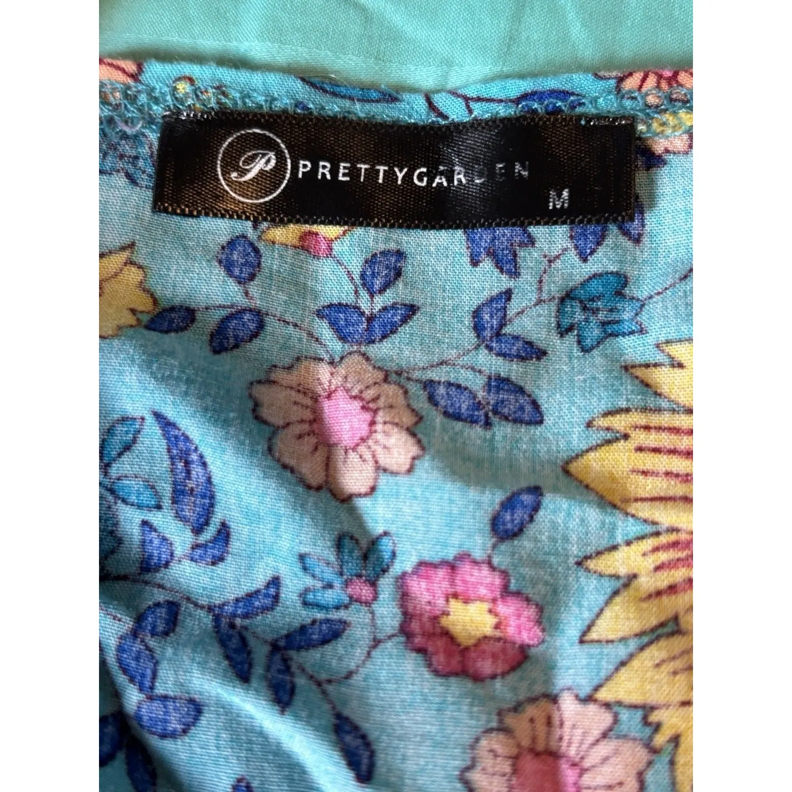 Pretty Garden Wrap Short Sleeve Maxi Dress Colorful Beautiful Boho Prairie sz M Size M - Image 10