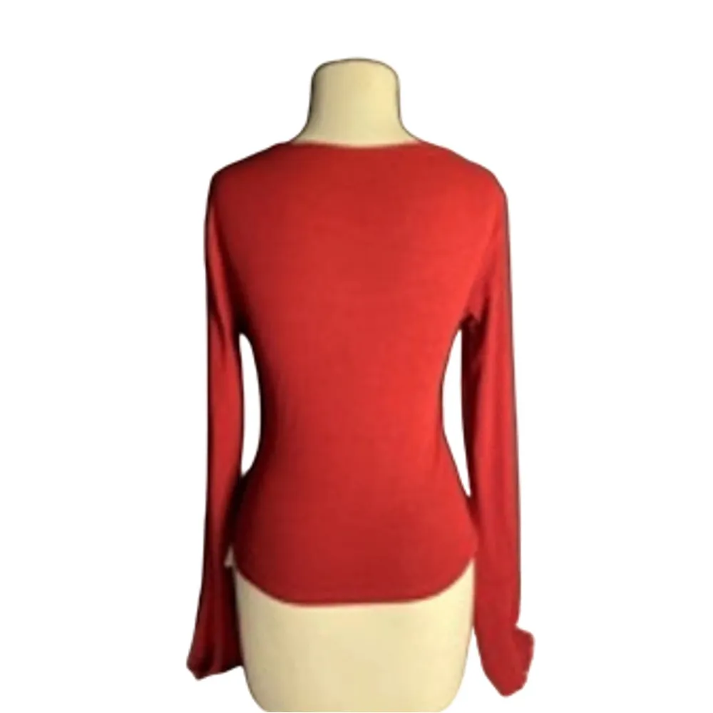 Cämmense Red Mesh Long Sleeve Twist Top Size Small NWT - Image 14