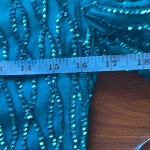 VINTAGE TEAL SEQUIN SPARKLY SHIFT DRESS. Size 6‎ Blue - Image 8