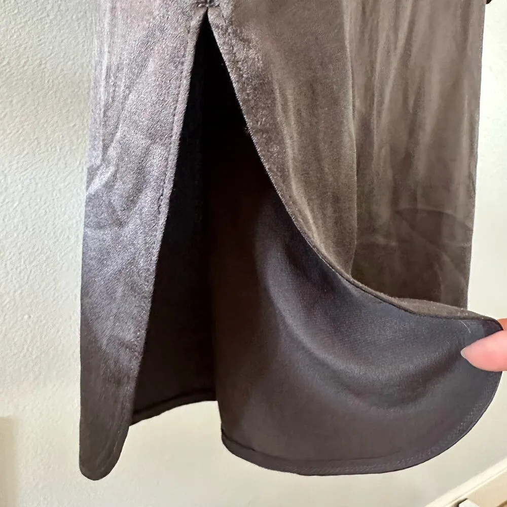 Vince Silk Satin Long Sleeve V-Neck Tunic Dress XS Graphite Grey Silver - Image 8