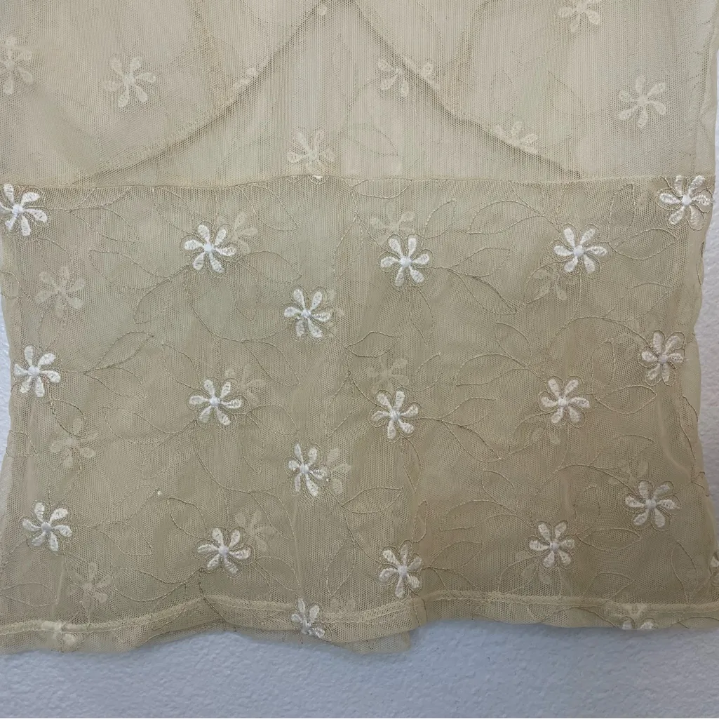 Only Hearts by Helena Stuart Y2K Cream Floral Lace Sheer Top Size‎ S - Image 5