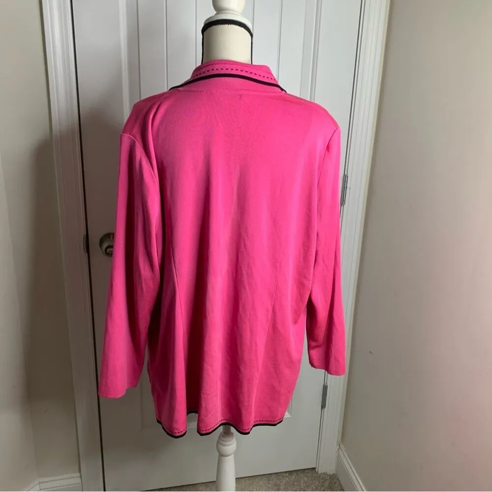 Misook pink knit‎ sweater jacket size 2X - Image 2