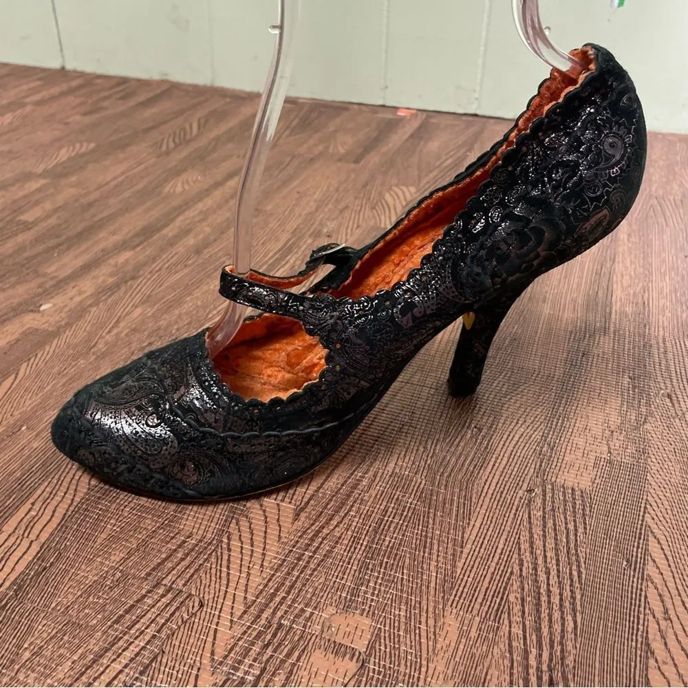 Irregular‎ Choice Courtesan Metallic Paisley Black Mary Jane Heel Size 9 40 - Image 3