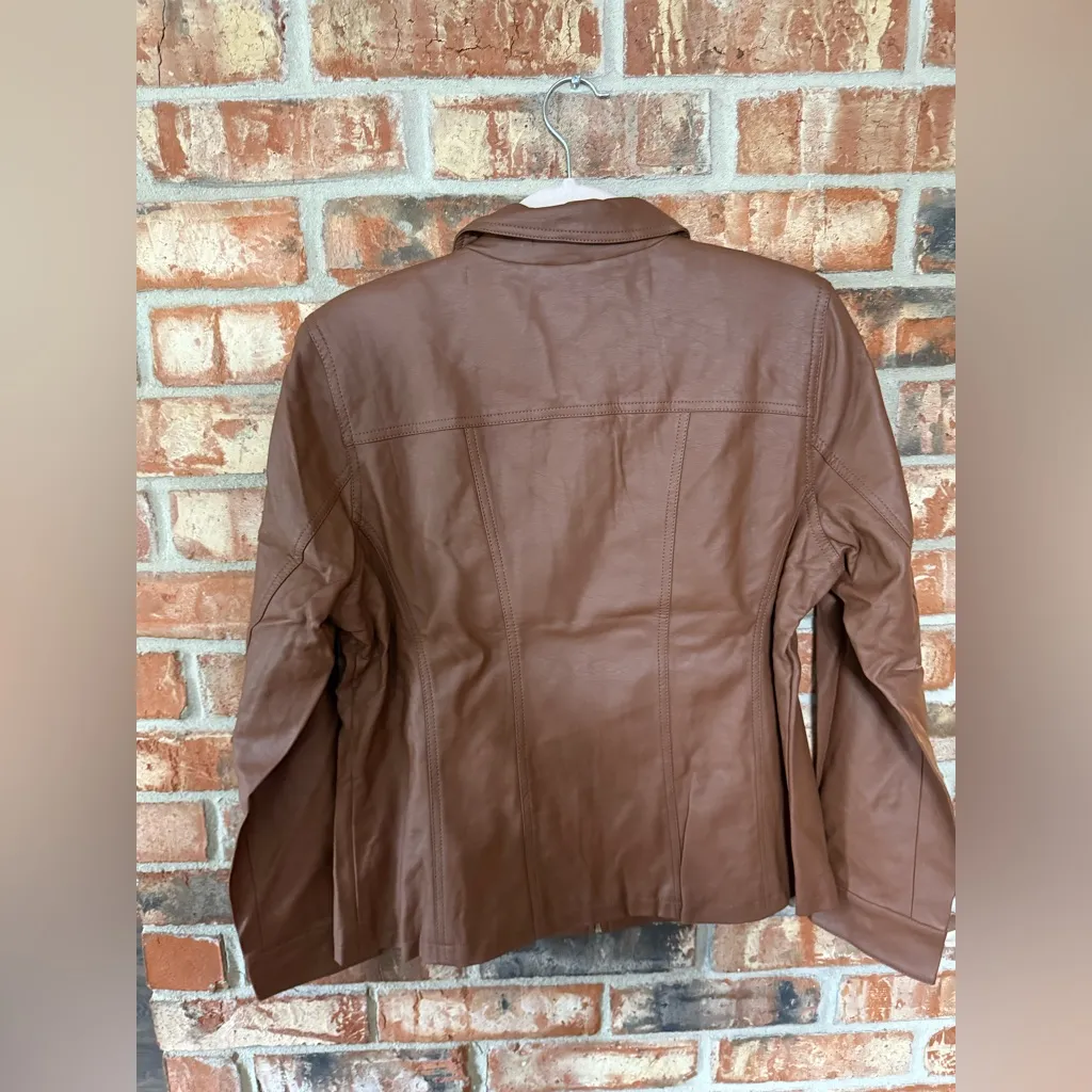 Dennis Basso Brown faux Leather Jacket - Image 2