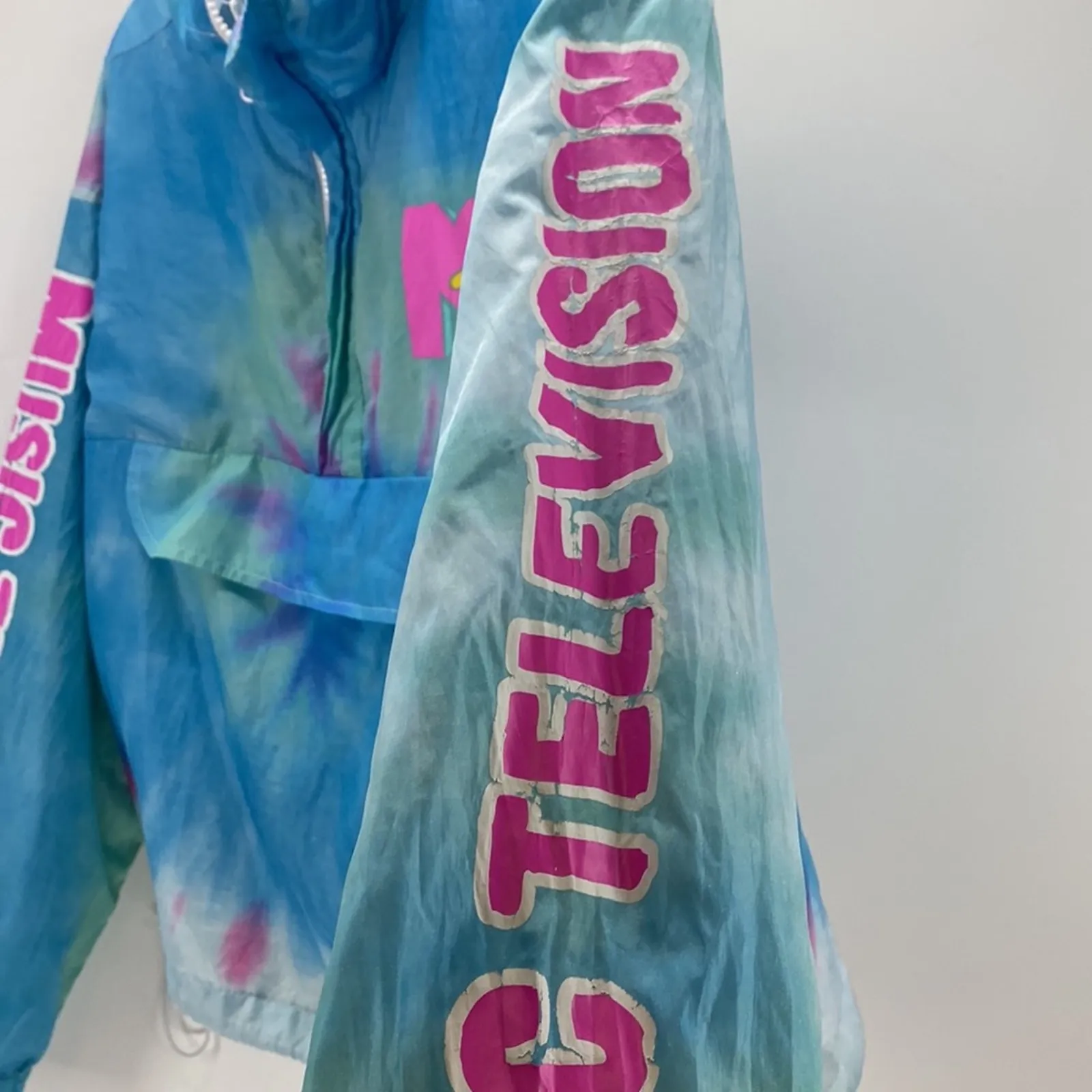 MTV tie dye cropped windbreaker lightweight beach casual boxy size XL retro - Image 9