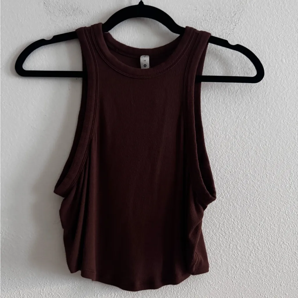 Lululemon Hold Tight Cropped Tank Top 10 Espresso - Image 2