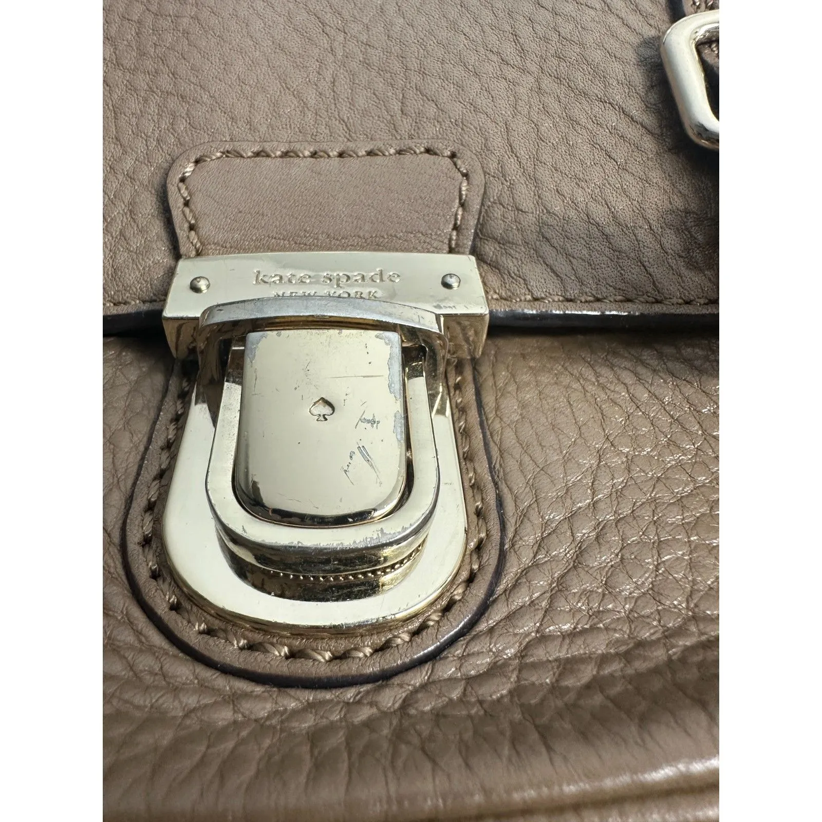 Kate Spade Lola Avenue Lia Leather Satchel Crossbody Purse Handbag Brown Taupe - Image 2