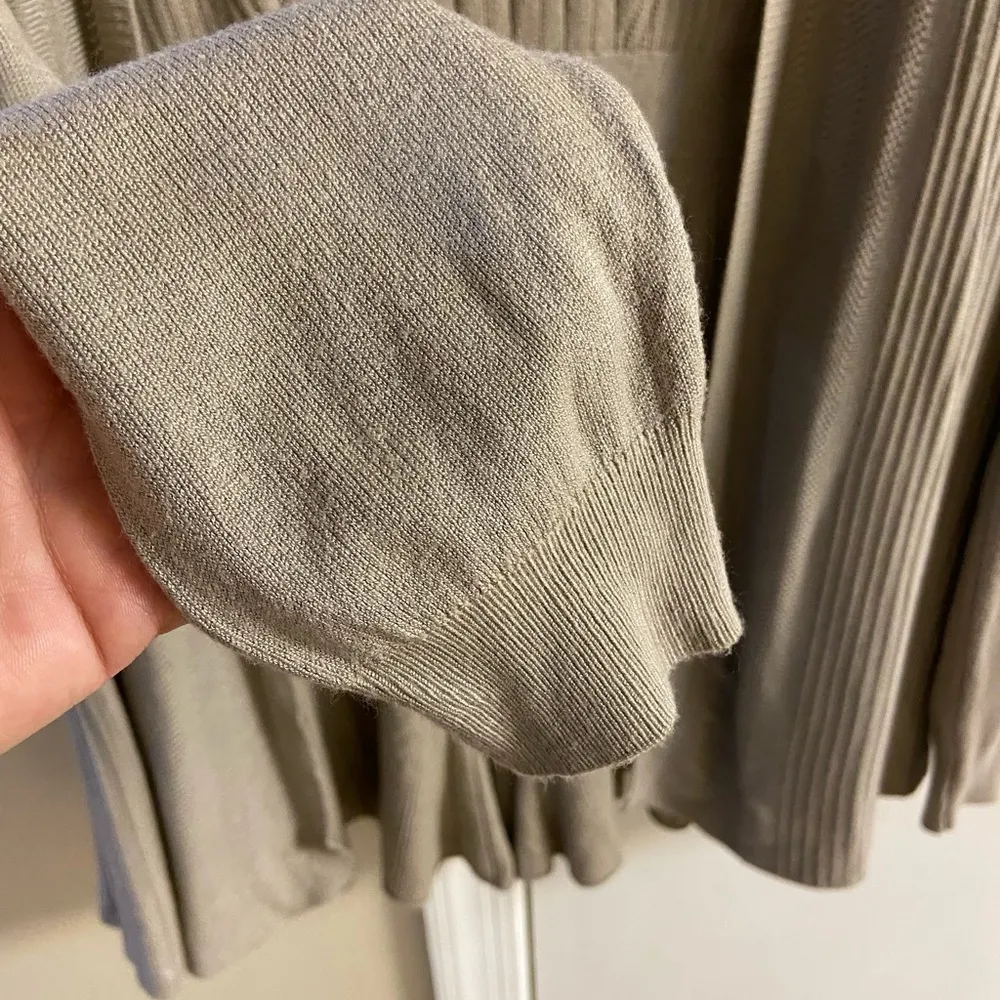 Anthropologie Northern Angel cardigan knit lightweight ruffled open front 1X Tan - Image 5