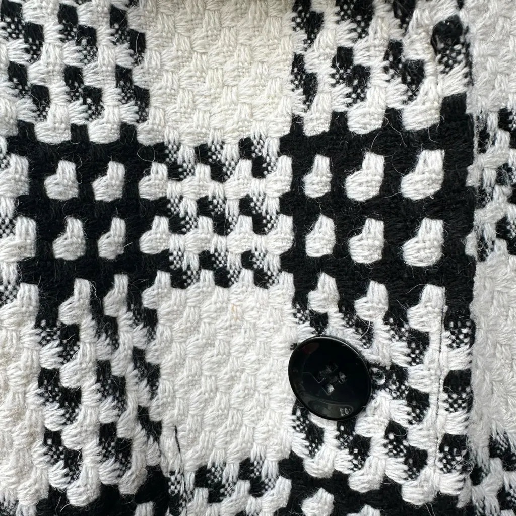 Centigrade Houndstooth Wool Blend Peacoat Black White Women’s L Size L - Image 8