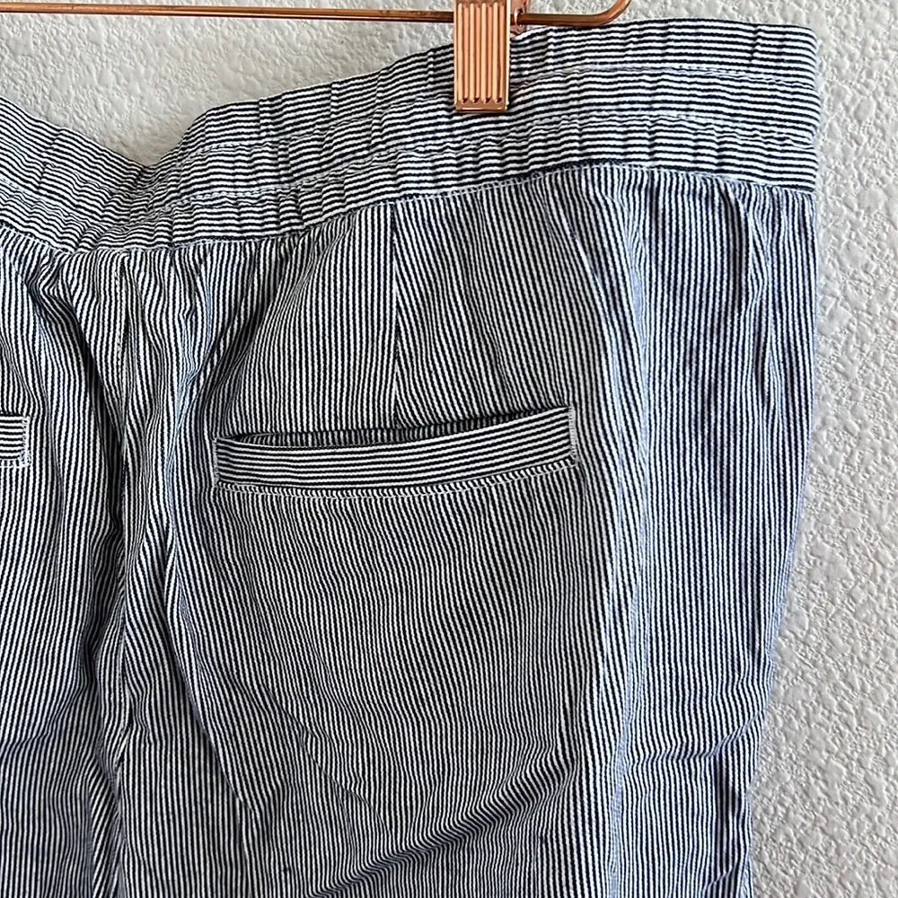 GAP Easy Pant Striped Pull on Elastic Waist Drawstring Cotton Viscose Pants L - Image 6