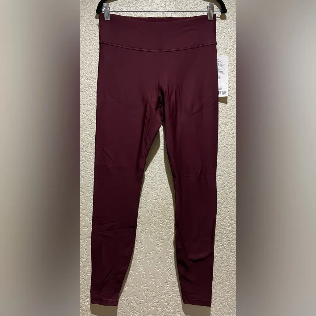 Lululemon NWT Fleece High Rise Running Tights 28” Leggings Garnet Size 10 - Image 7