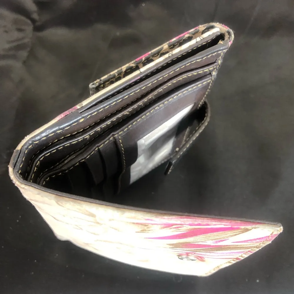 SALVATORE FERRAGAMO Leather Animal Tiger Leopard Trifold Wallet RARE - Image 11