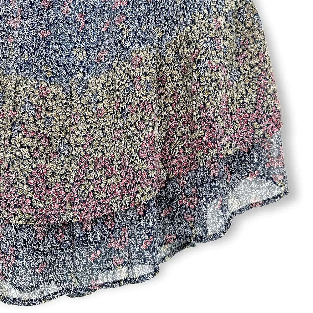 Lucky Brand | Large | Multi-Color Floral Print Tiered Cold Shoulder Ruffle Dress - Image 6