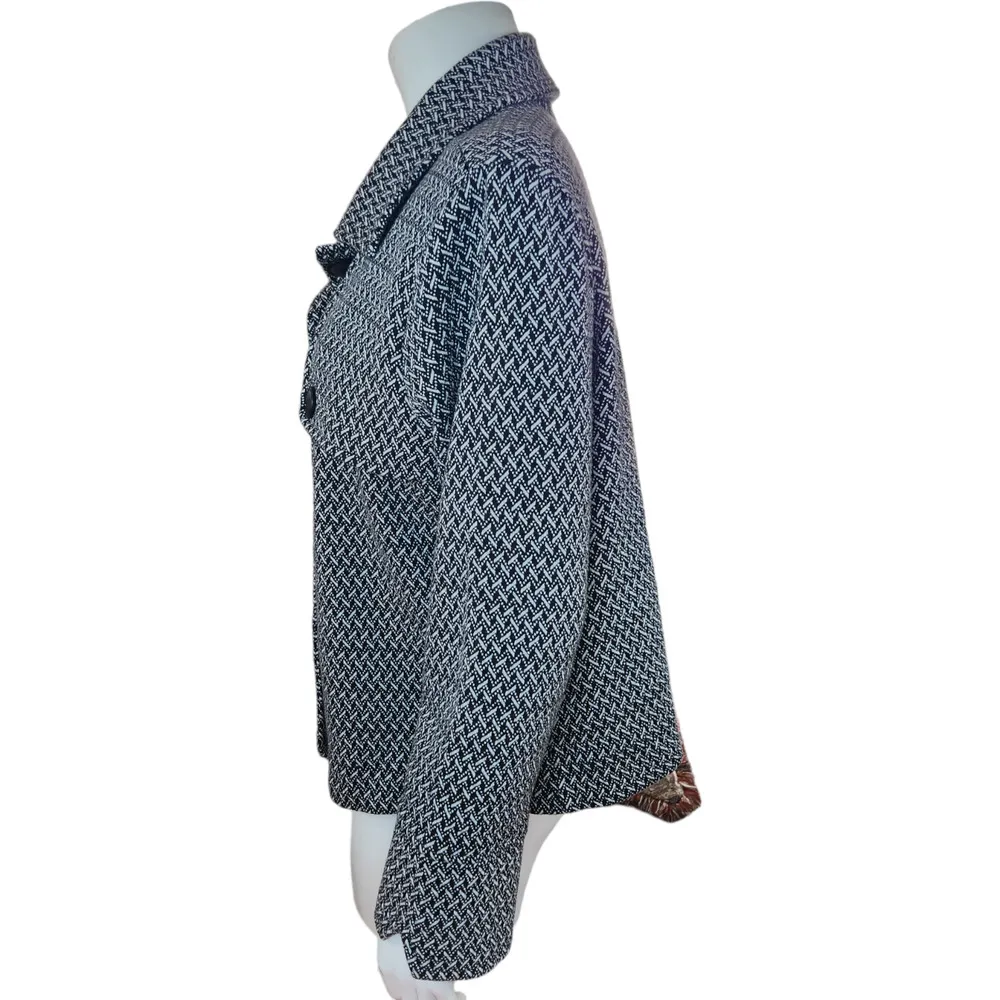 Charter Club Herringbone Jacket Sz L Women’s Gray Black & White Academia Peacoat - Image 5