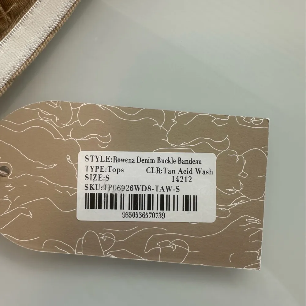 ROWENA Denim Buckle Bandeau - Tan Acid Wash Size Small - Image 6