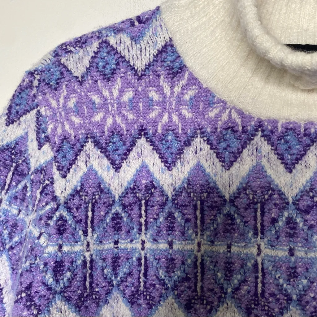 Talbots Fair Isle Wool Blend Mock Neck Sweater Small - Image 8