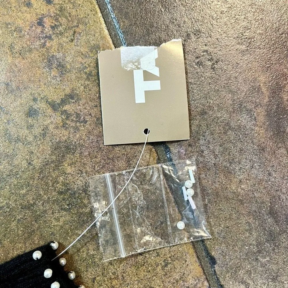 NWT TanJay Cowl Neck Beaded Black Sweater Small - Image 13