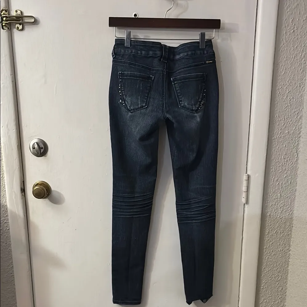 Rewash Distressed Embellished Blue Skinny Jeans 1 Juniors Streetwear Casual Cozy Size undefined - Image 2