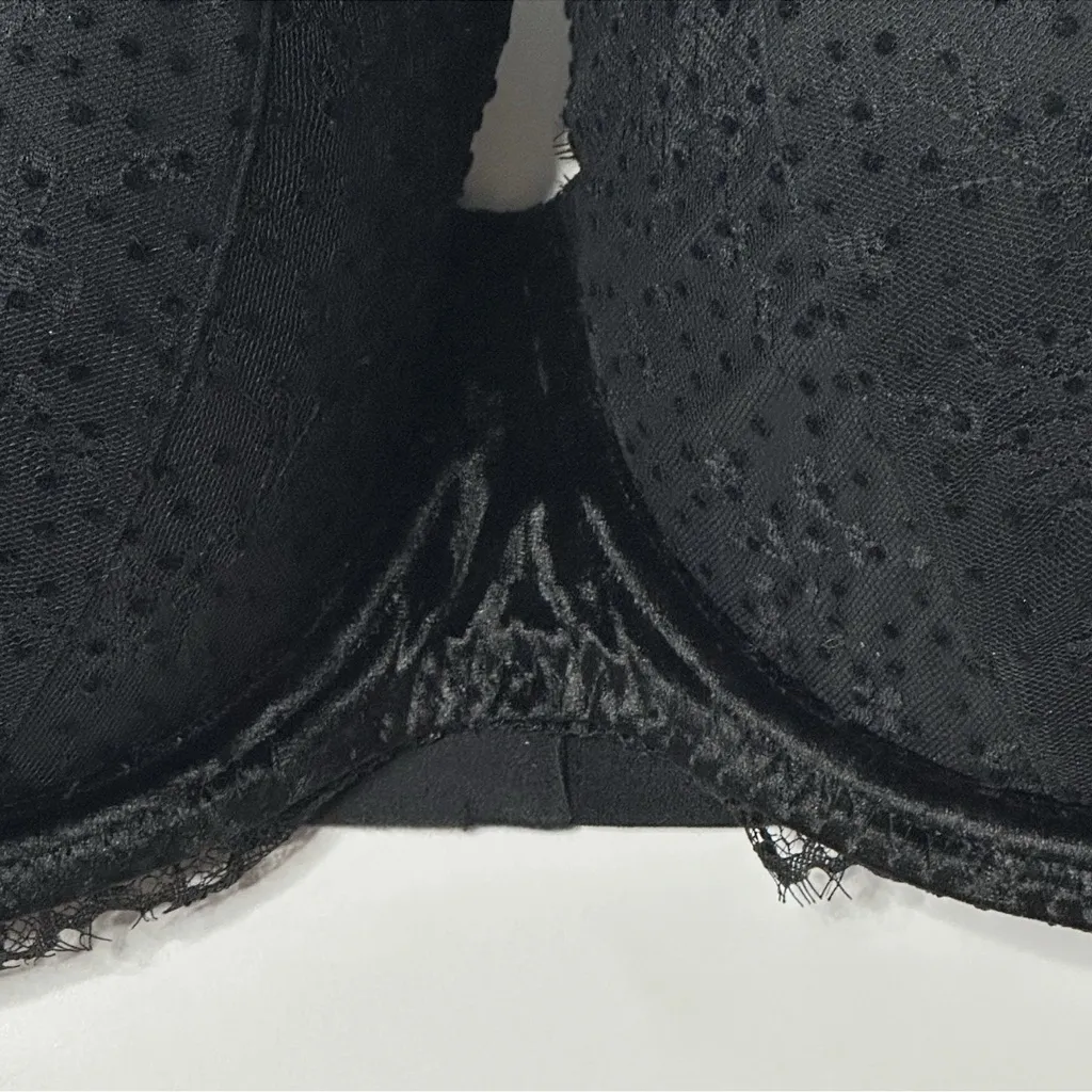 Victoria's Secret Dream Angels Lined Demi Faux Fur Strap Lace Black Bra 40DDD - Image 4