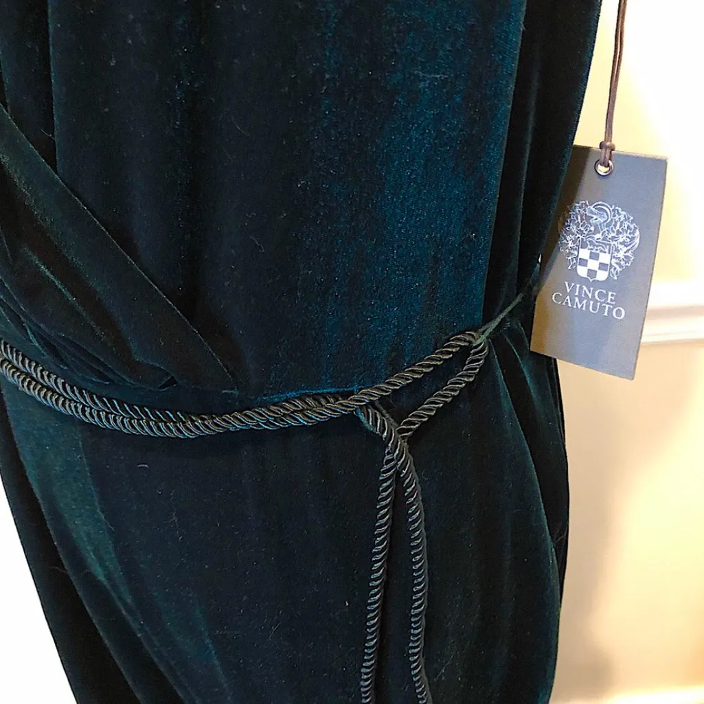 VINCE CAMUTO Emerald Green Crushed Velvet V-Neck Sleeveless Jumpsuit Sz 14 NWT - Image 8