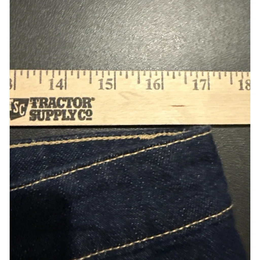 Zara Womens Large Denim Jean Mini Skirt Dark Wash Pockets Button Fly Festival - Image 5