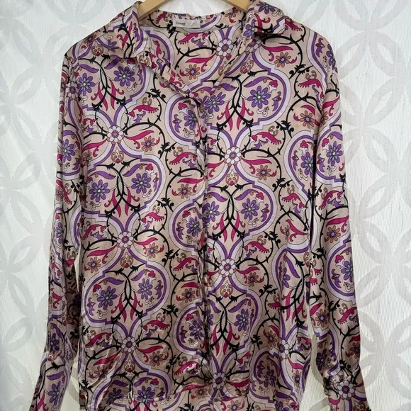 Levete Room Silk Blend Long Sleeve Blouse Size‎ M Pink Size M - Image 6