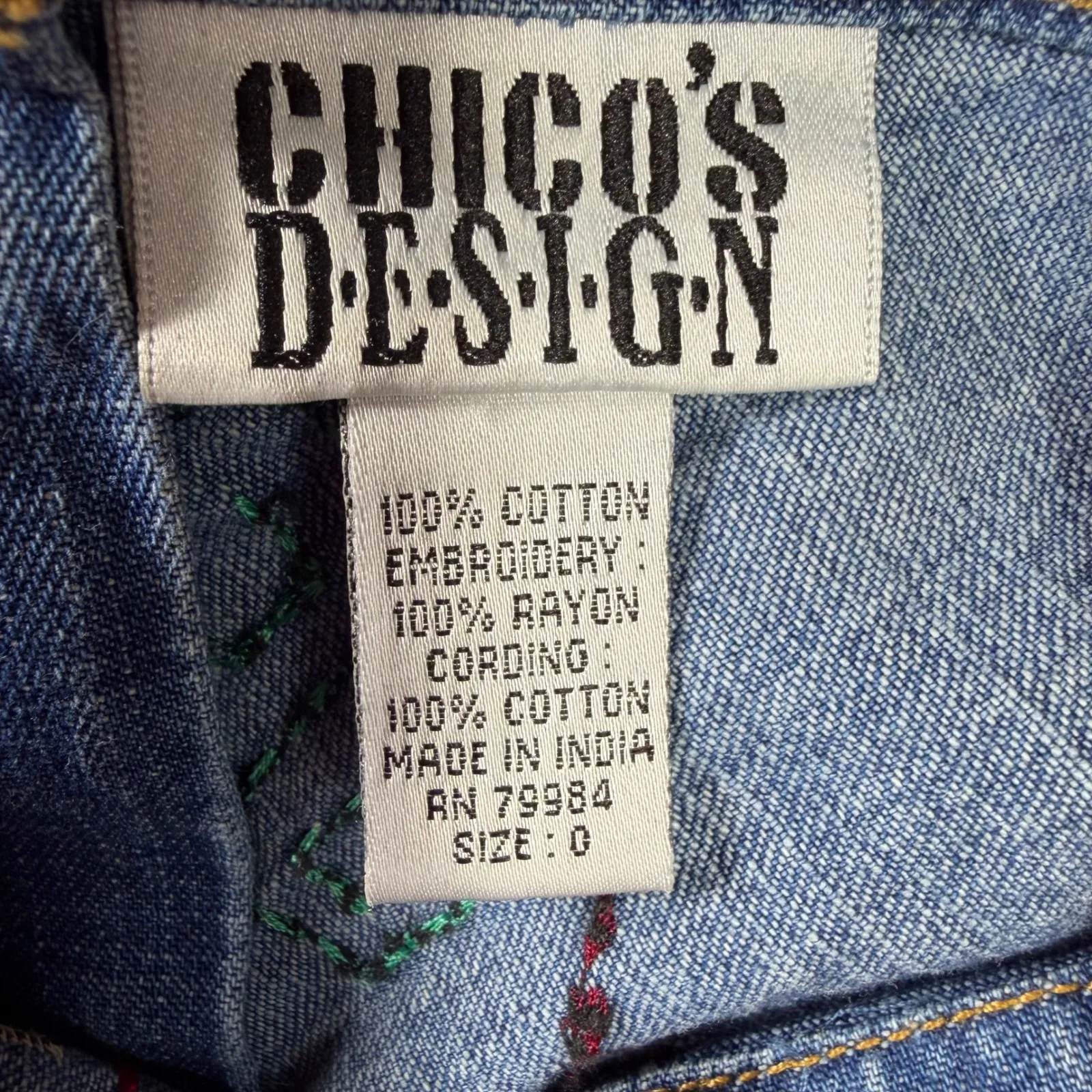 Chico's Design Vintage Embroidered Denim Maxi Skirt Size 0 XS Made in India - Image 11