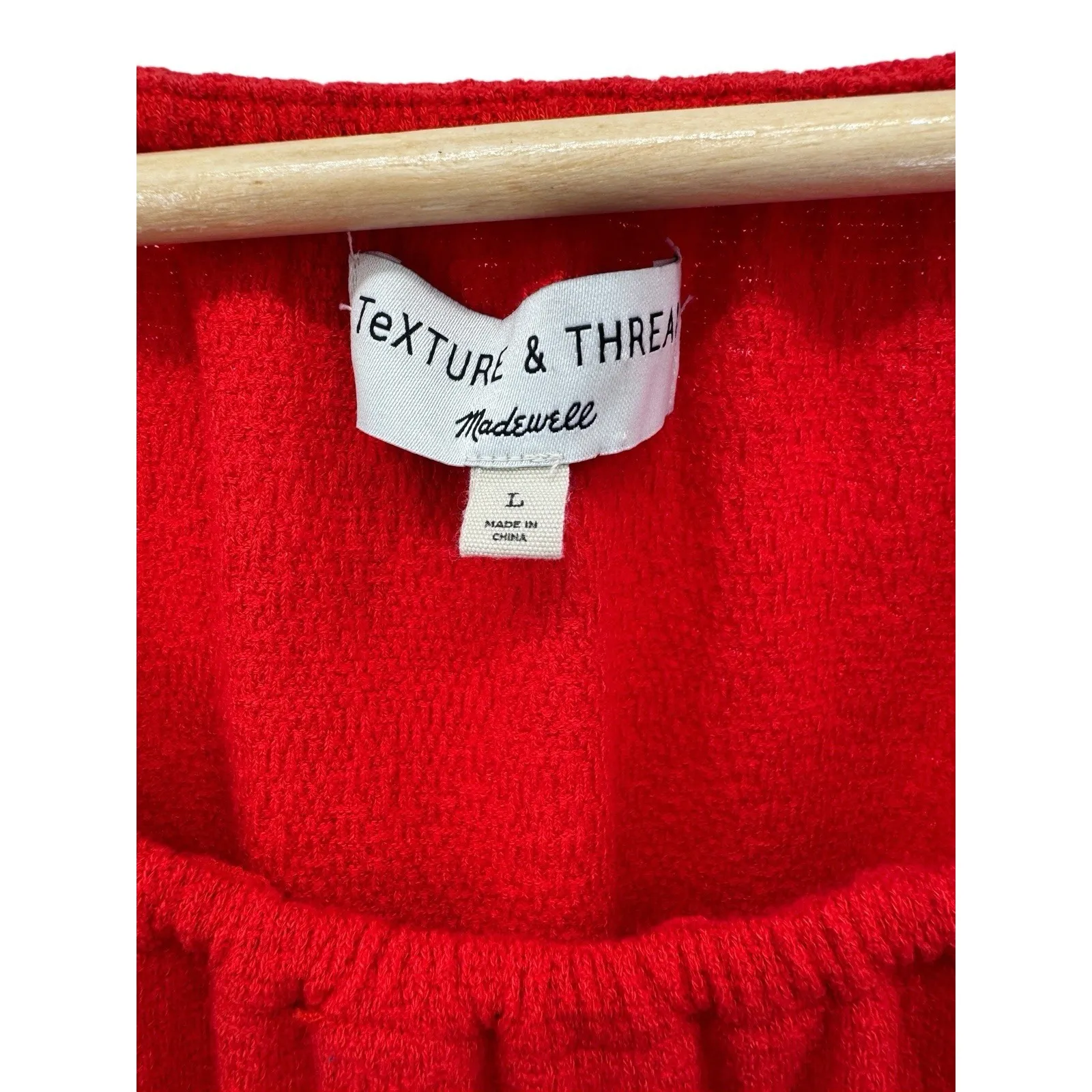 MADEWELL Texture & Thread Red Crinkle‎ Texture Tier Sleeve Baby-Doll Dress Large - Image 4