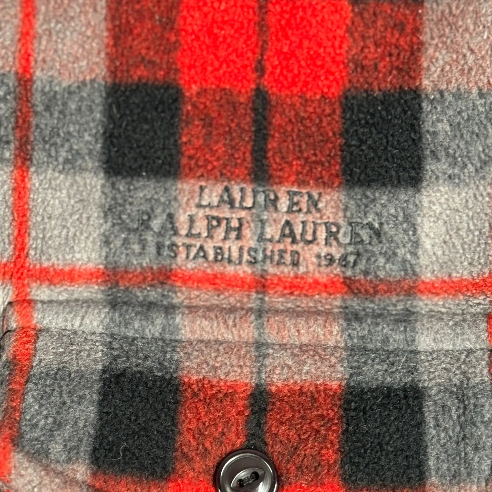 Lauren Ralph Lauren Shirt Fleece Shacket‎ Full Zip Plaid Red Gray Black Size S - Image 6