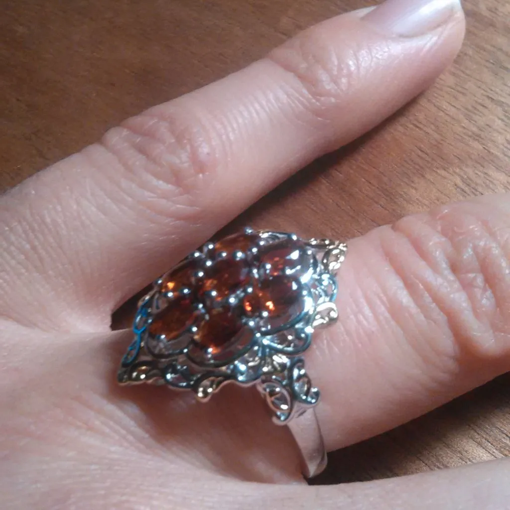 Brazilian Cherry Citrine Sterling Silver Blooming Ring (Size 7) - Image 13