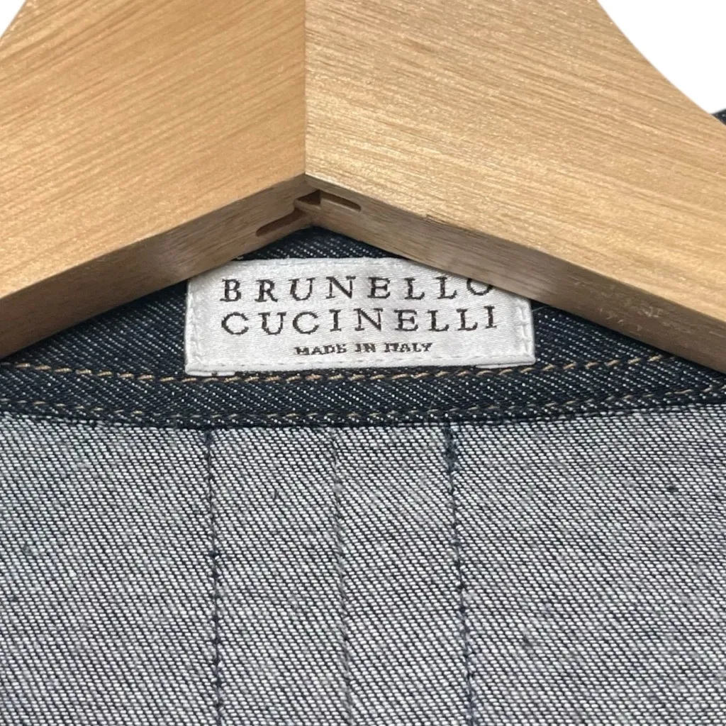 Brunello Cucinelli Denim Cold Shoulder Top Women’s XS Dark Wash Puff Sleeve - Image 12