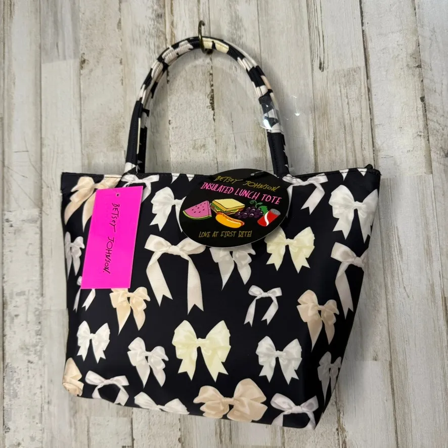 NWT Betsey Johnson Insulated Lunch Tote Bow Pattern Black Unisex Casual‎ - Image 5
