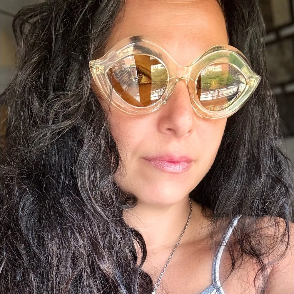 Authentic GUCCI 53mm Cat Eye 'Porto Cervo'  transparent Acetate Sunglasses - Image 5