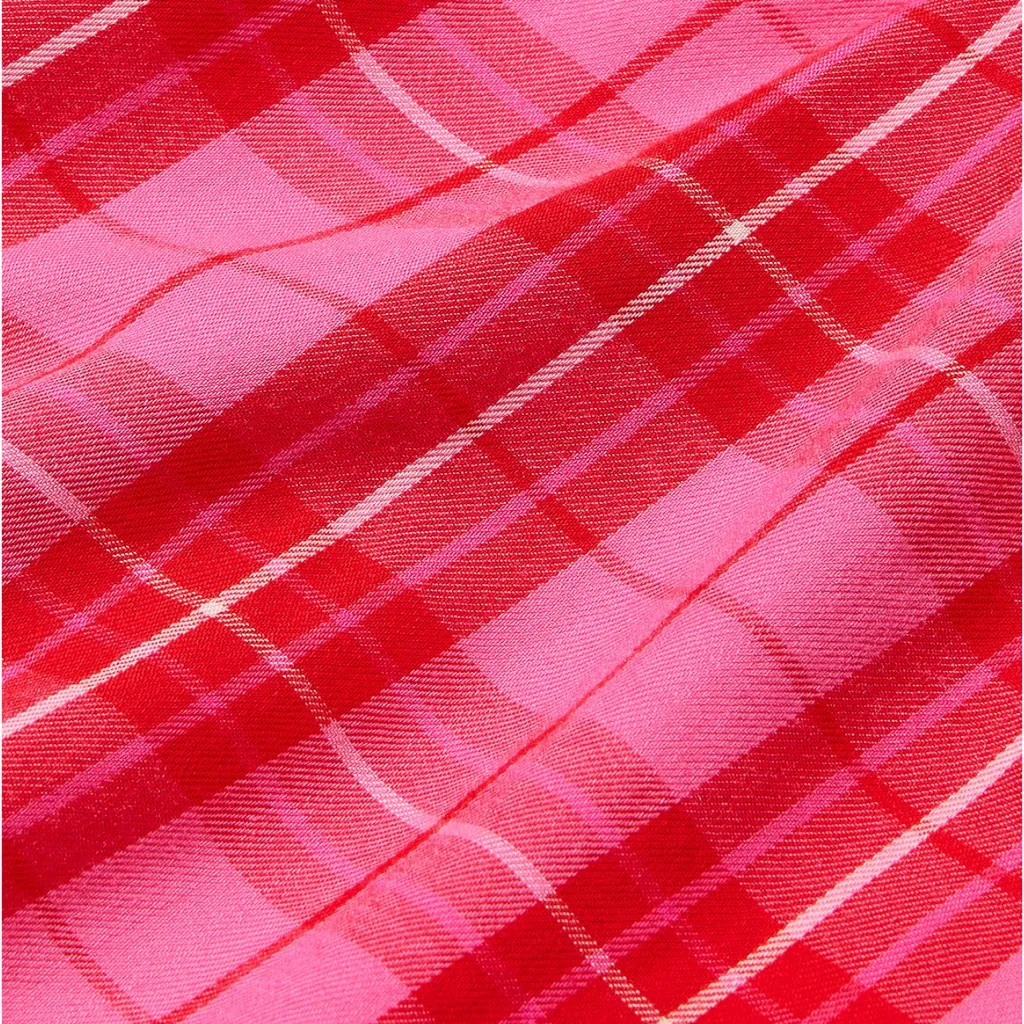 PINK VICTORIA’S SECRET Flannel Boxy Pajama Shorts Rose Red Plaid Soft Comfy XL - Image 5